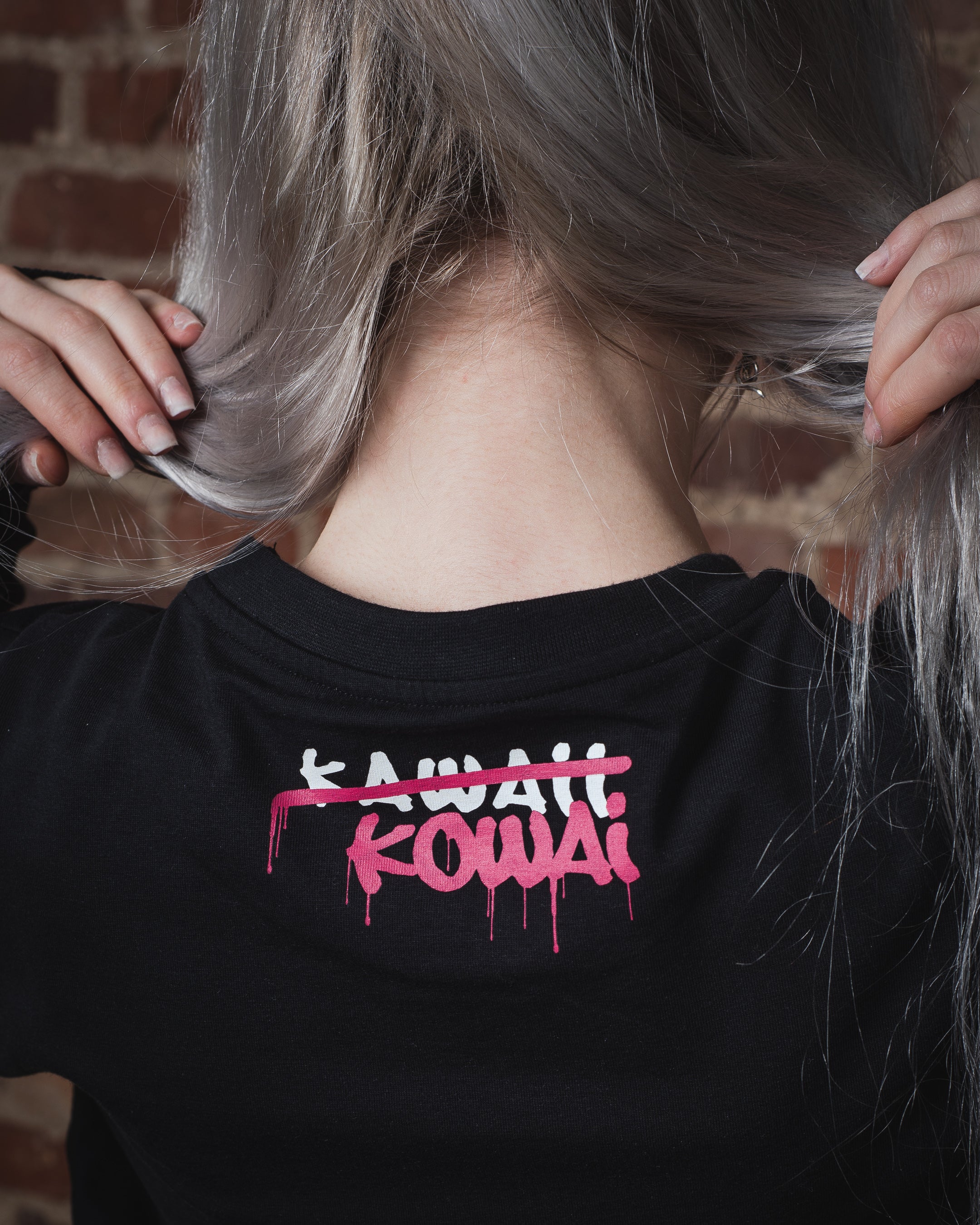 BAND T-SHIRT WITH BIAS DETAILS - Black