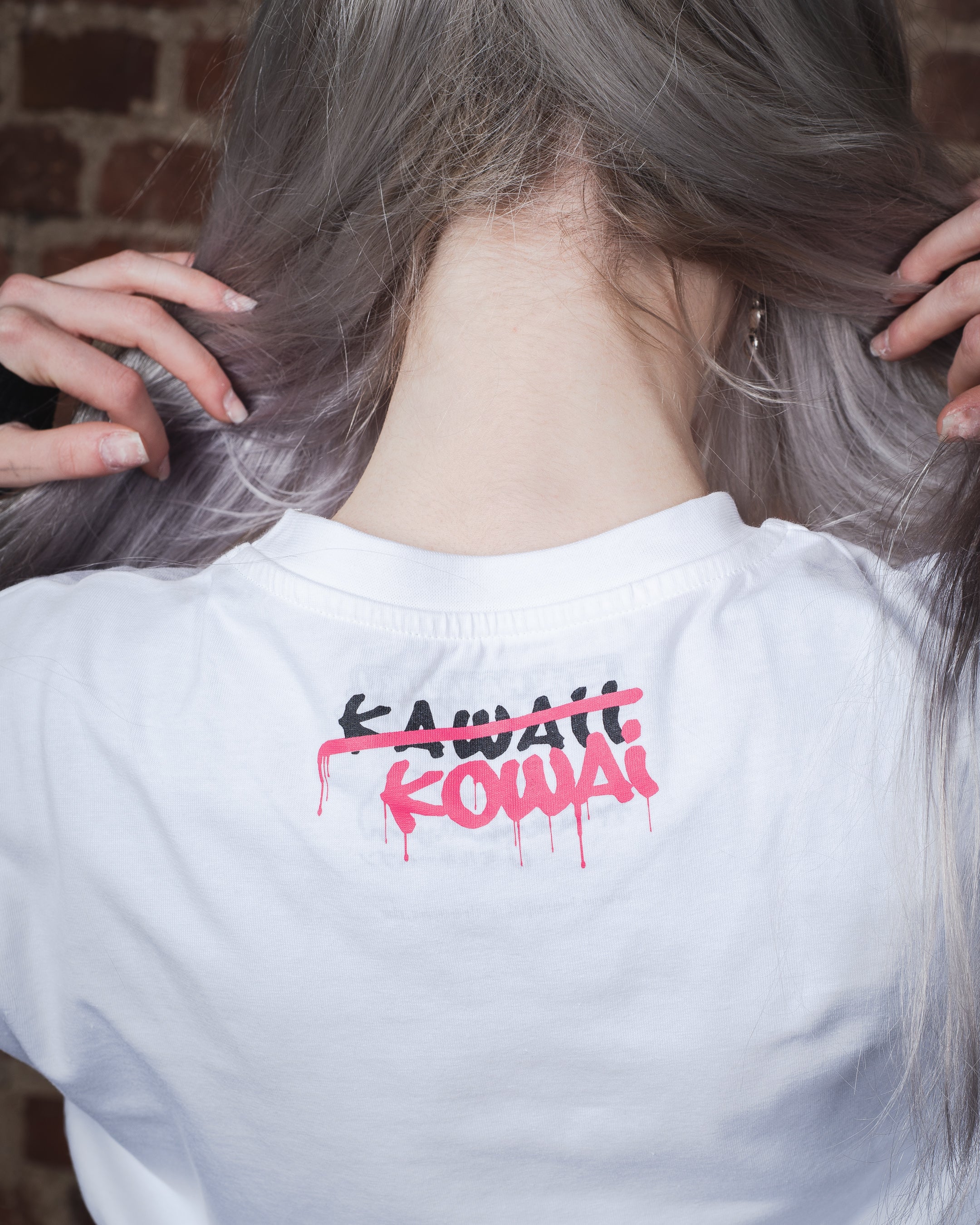 BAND T-SHIRT WITH BIAS DETAILS - White