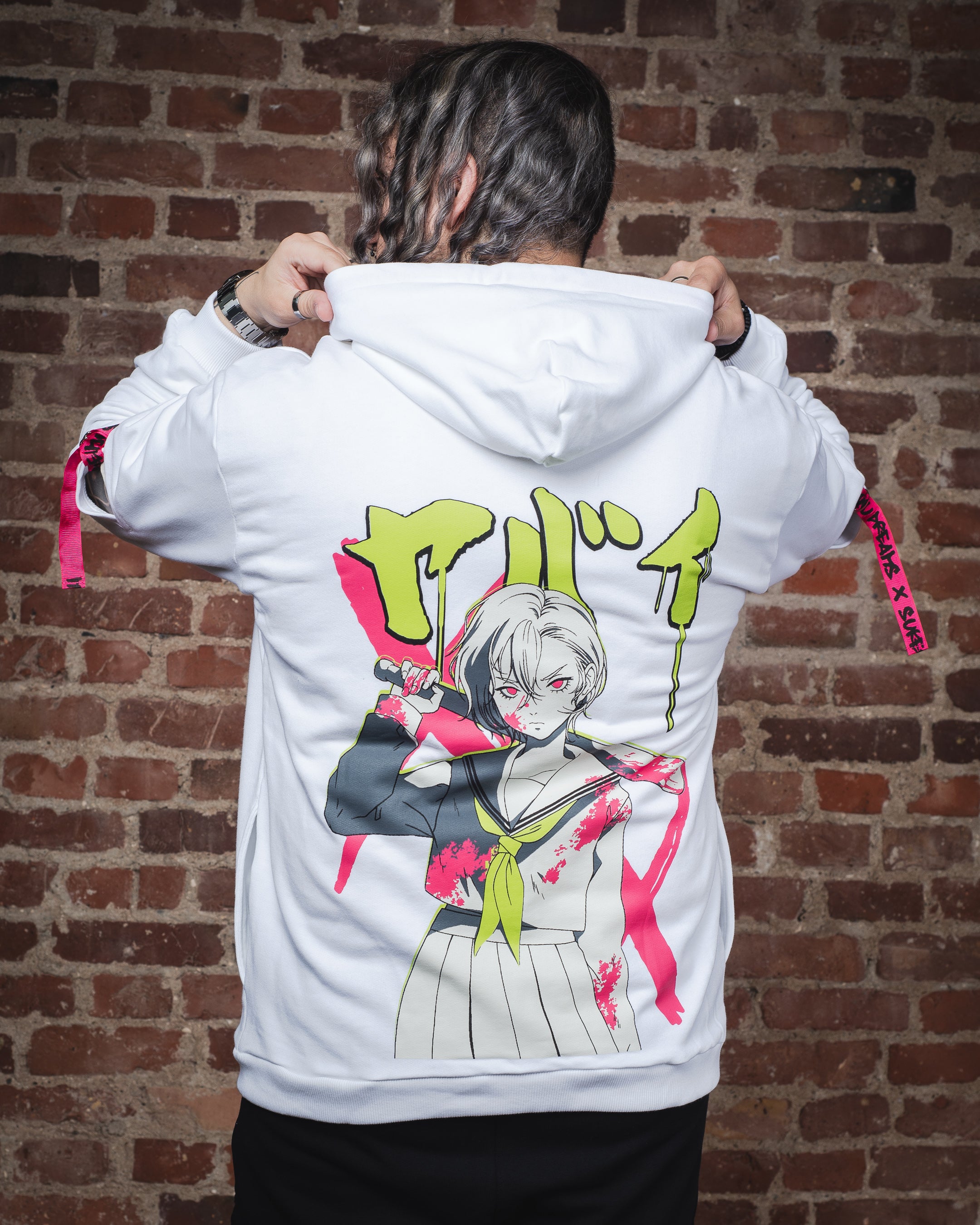 HOODIE WITH ELBOW CUTS - White