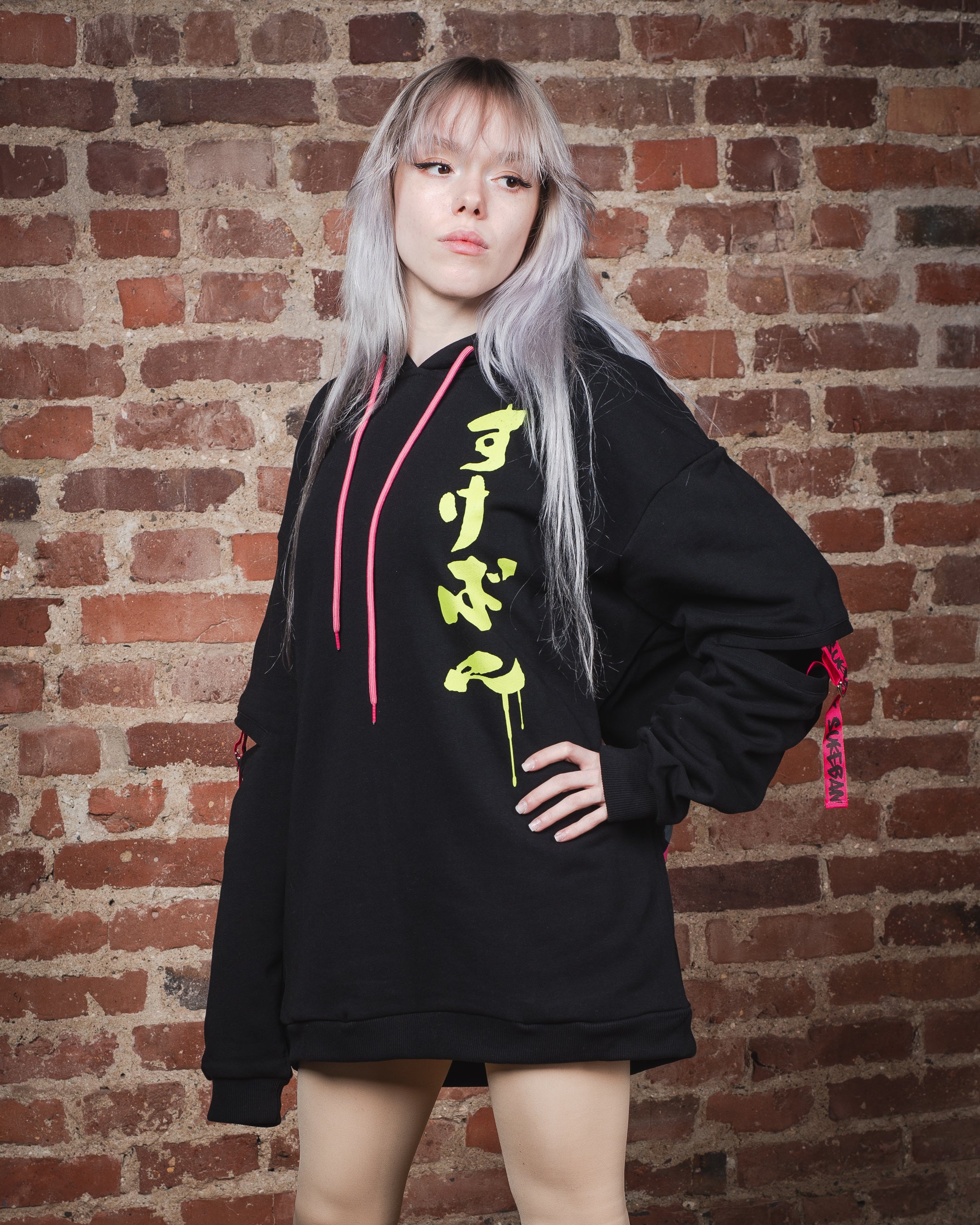 HOODIE WITH ELBOW CUTS - Black