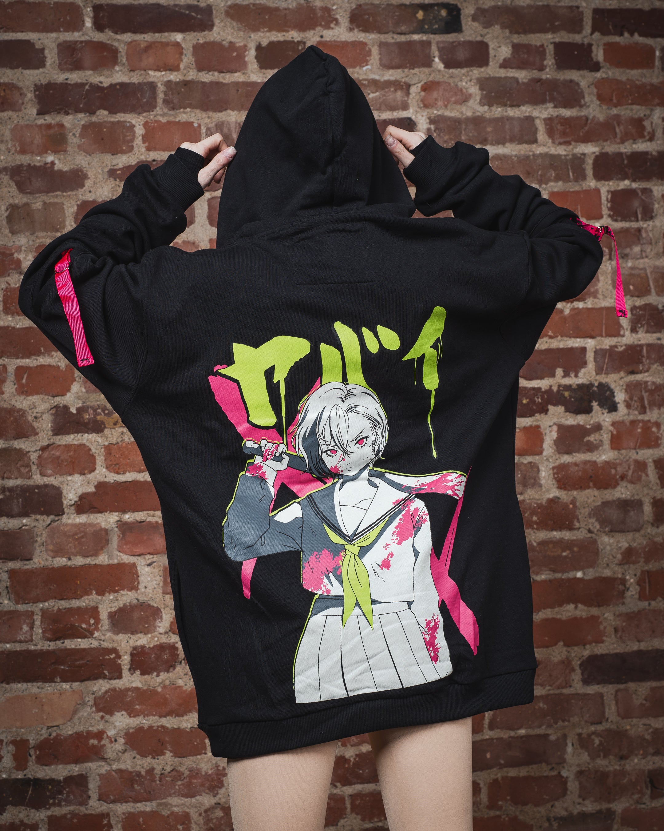 HOODIE WITH ELBOW CUTS - Black