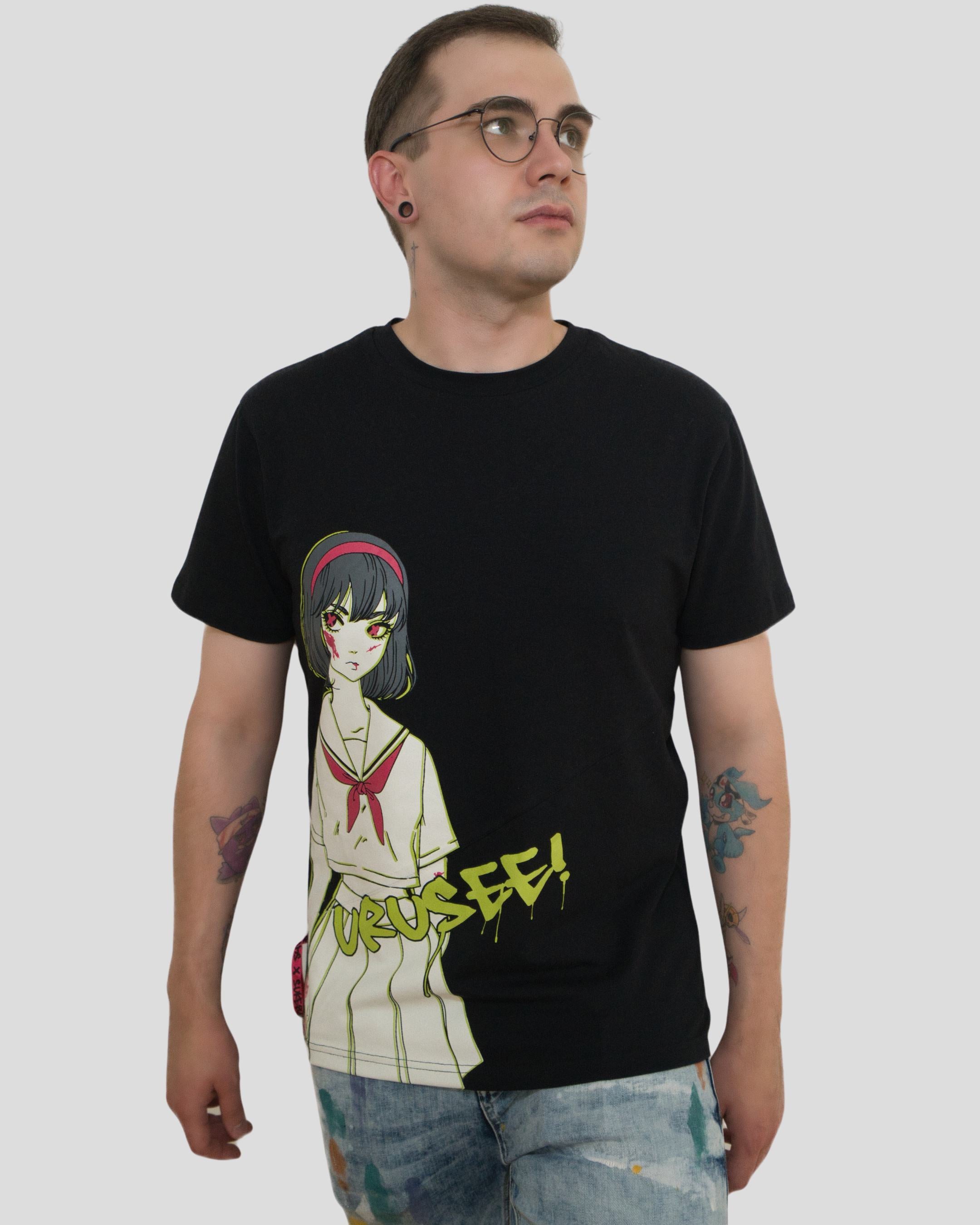 BAND T-SHIRT WITH BIAS DETAILS - Black
