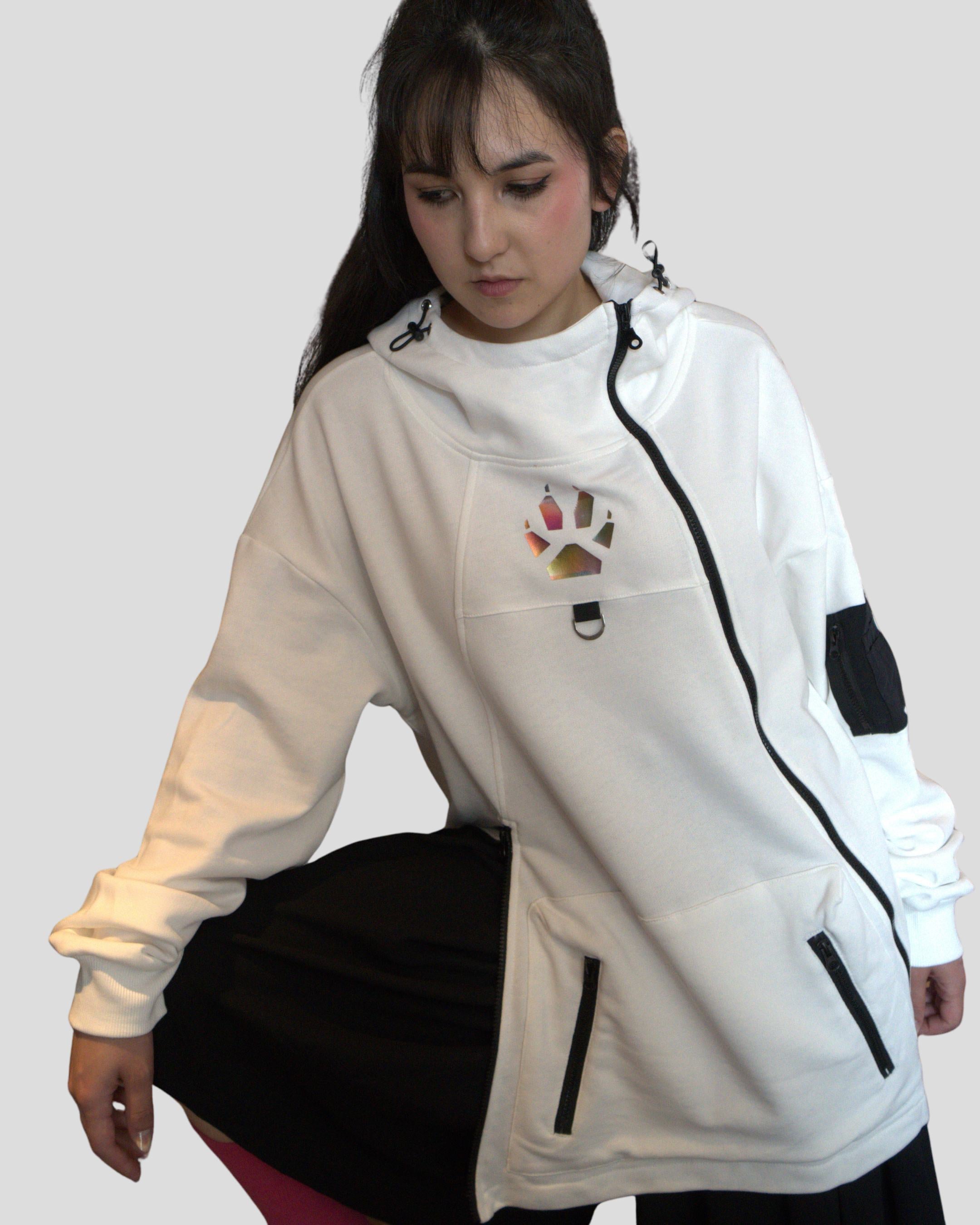 TECH BIKER HOODIE - White
