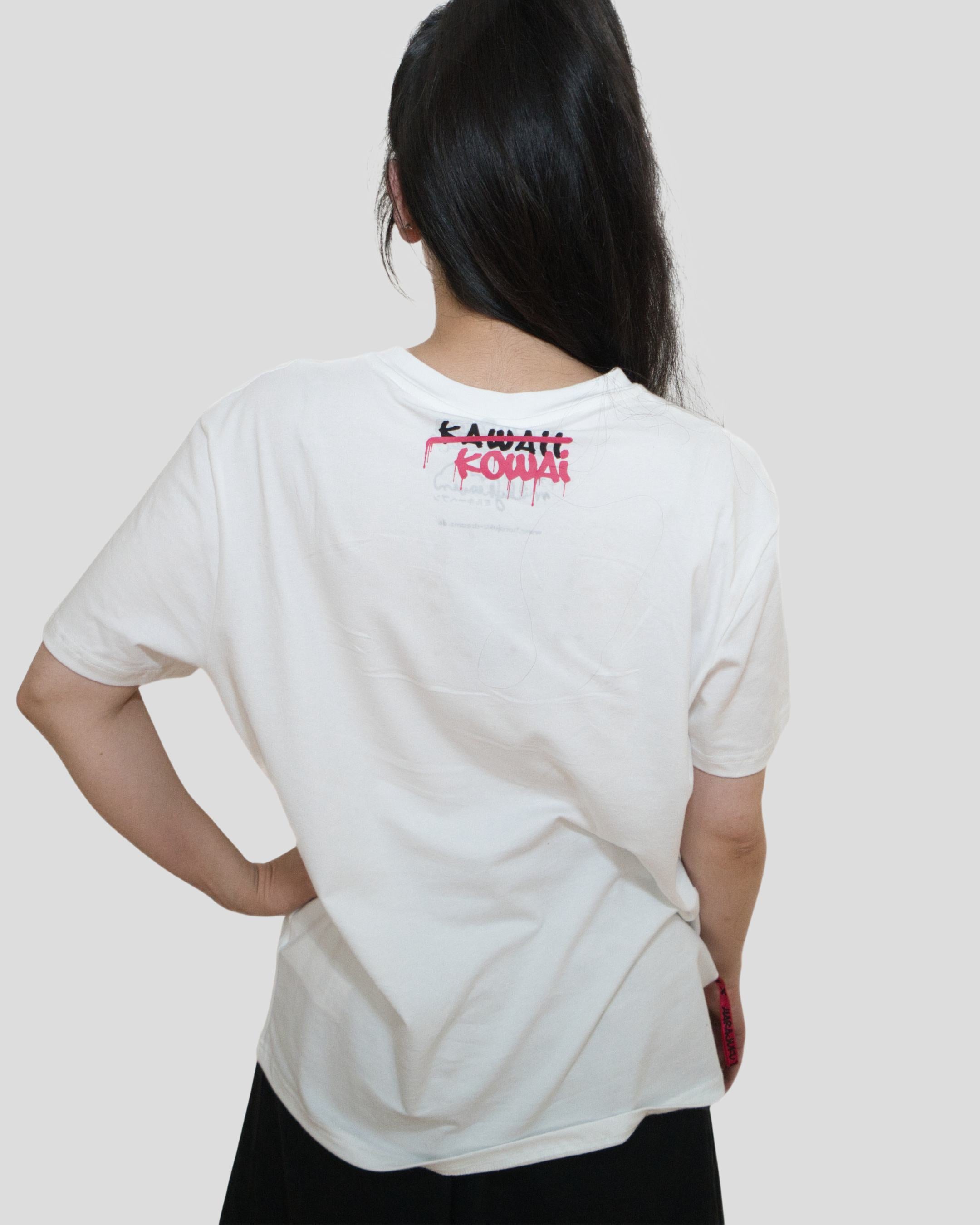 BAND T-SHIRT WITH BIAS DETAILS - White