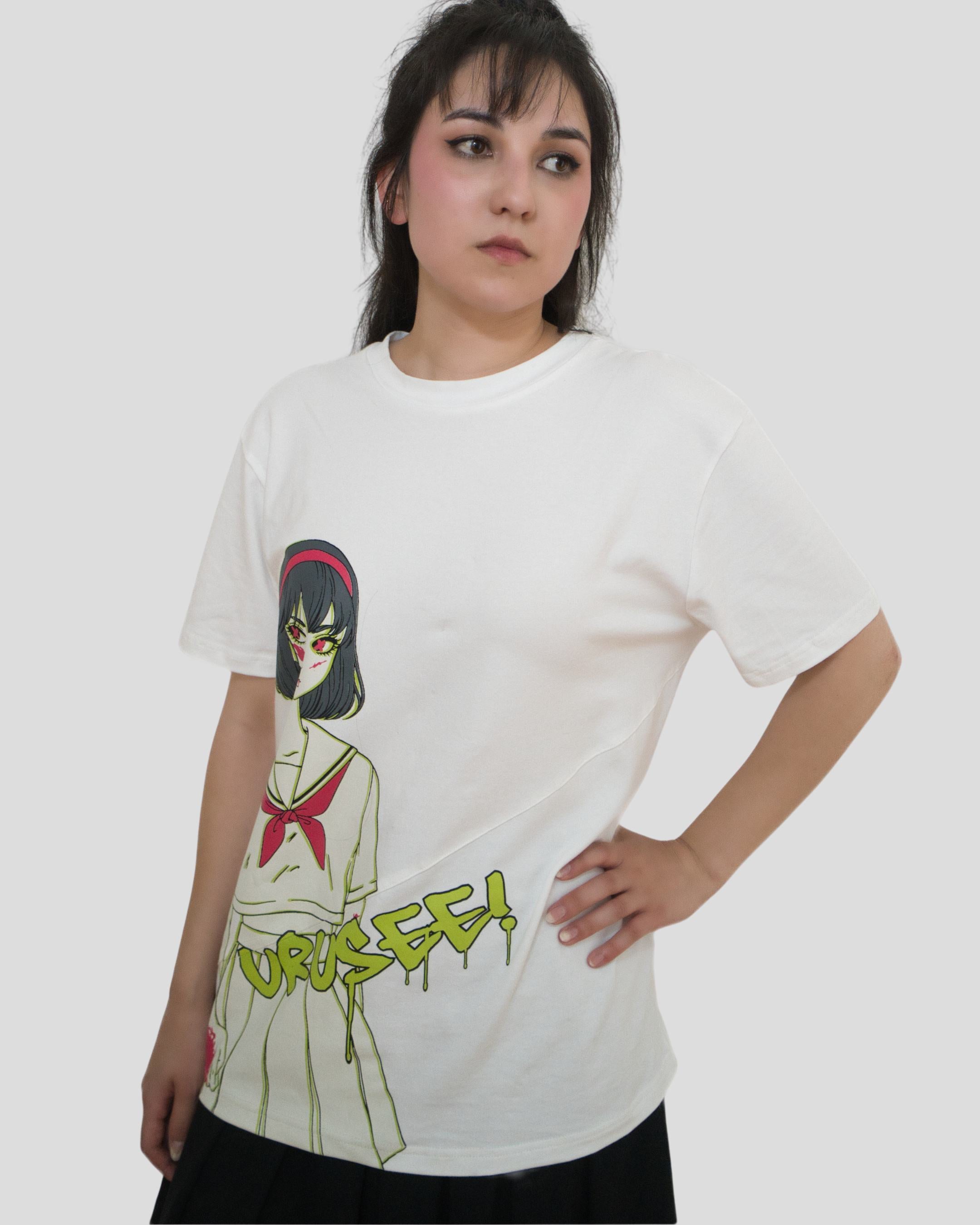 BAND T-SHIRT WITH BIAS DETAILS - White