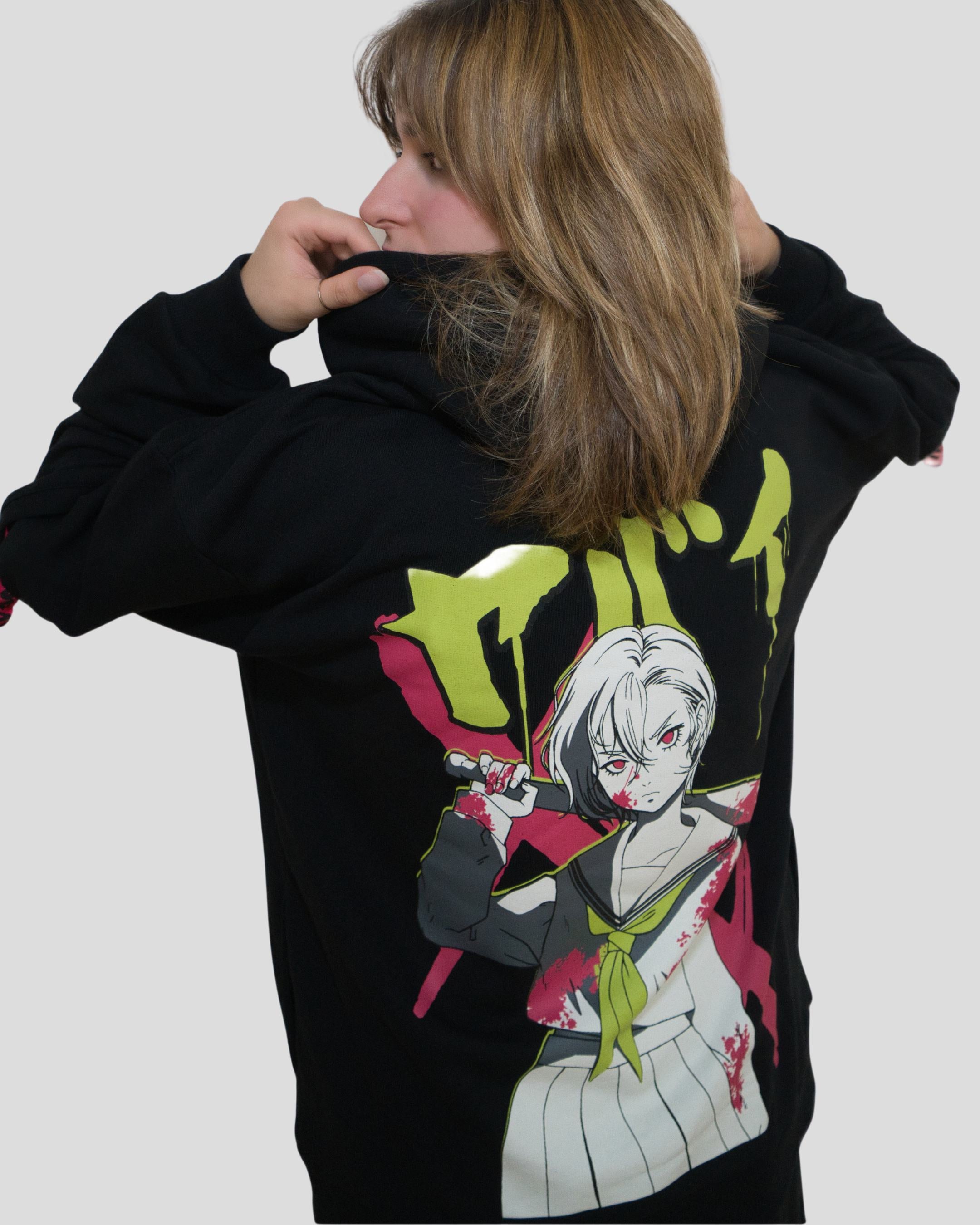 HOODIE WITH ELBOW CUTS - Black