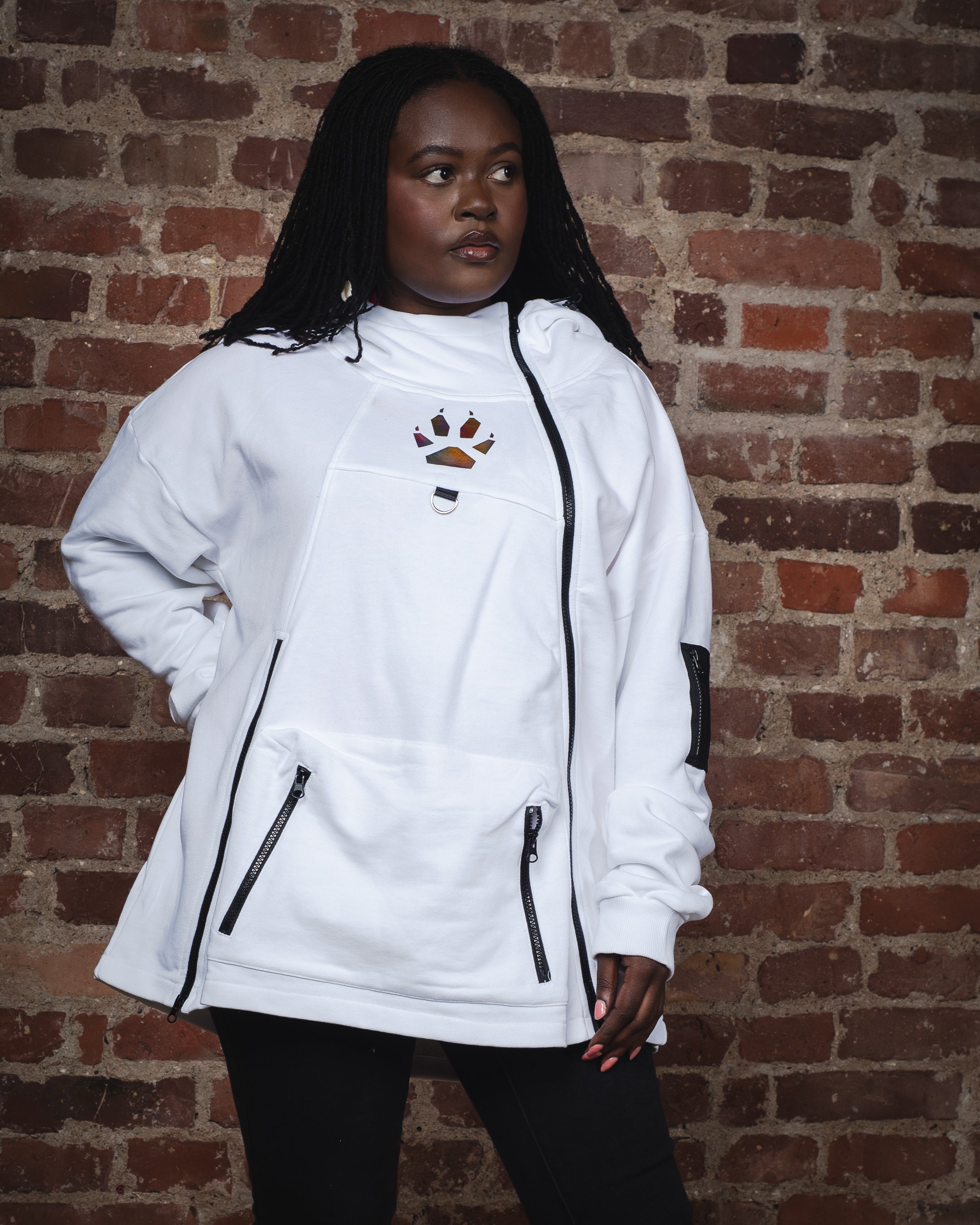 TECH BIKER HOODIE - White