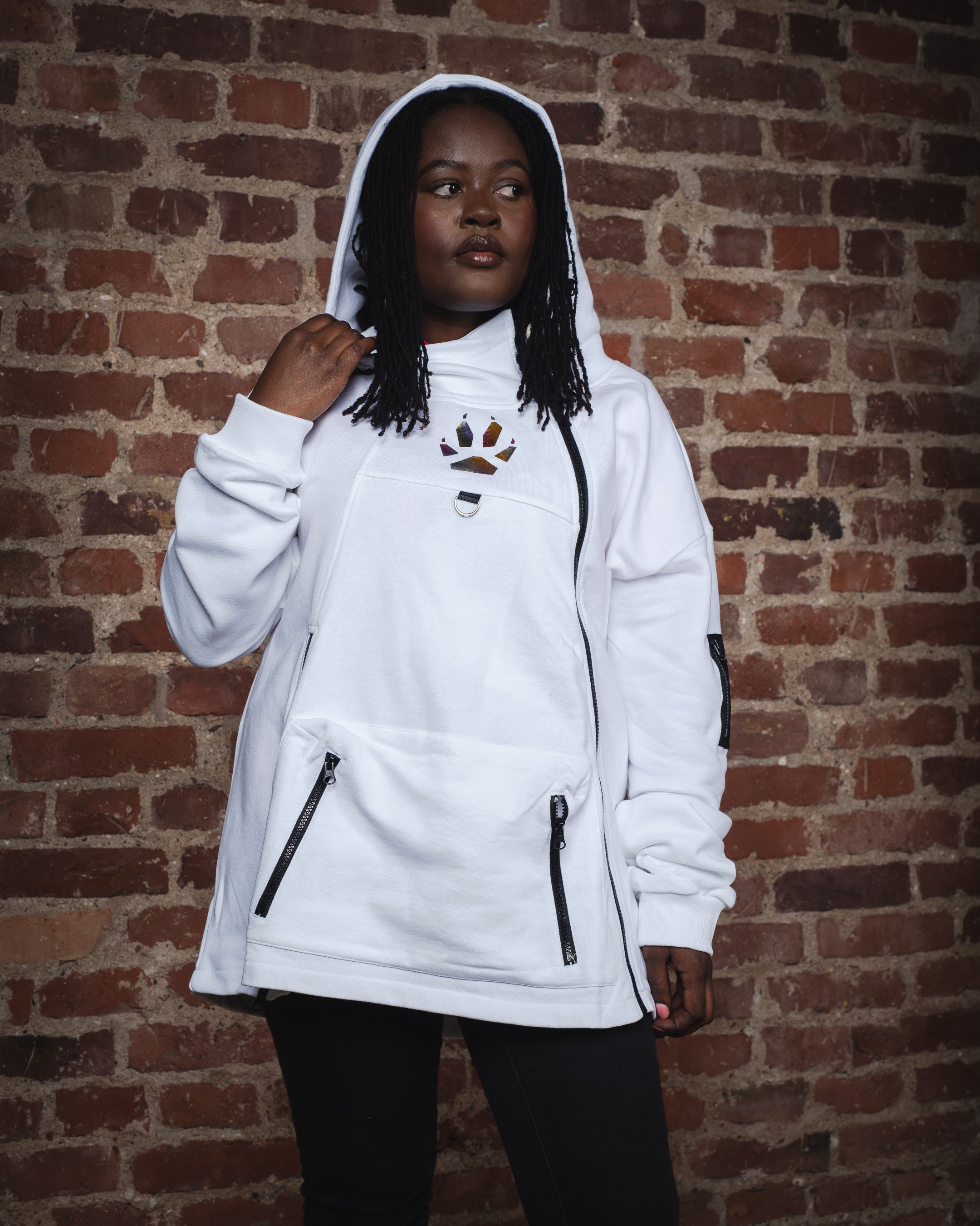 TECH BIKER HOODIE - White