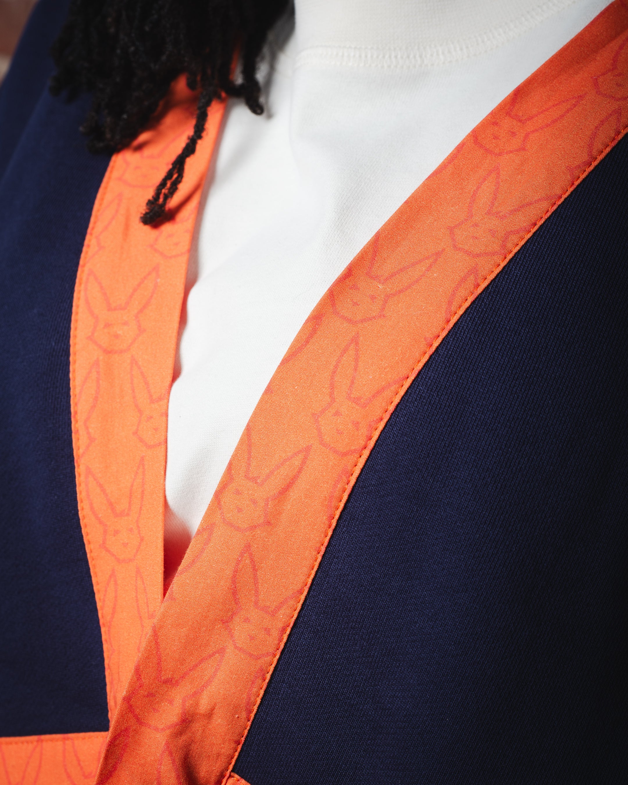 SWEAT KIMONO WITH FAKE LAYER AND CONTRAST DETAILS