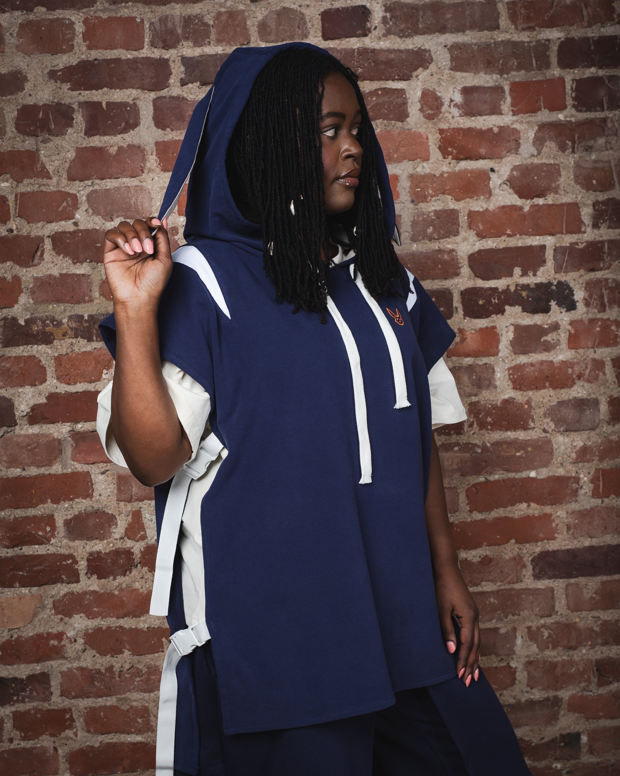 SWEATSHIRT PONCHO WITH HOOD AND BUNNY EARS