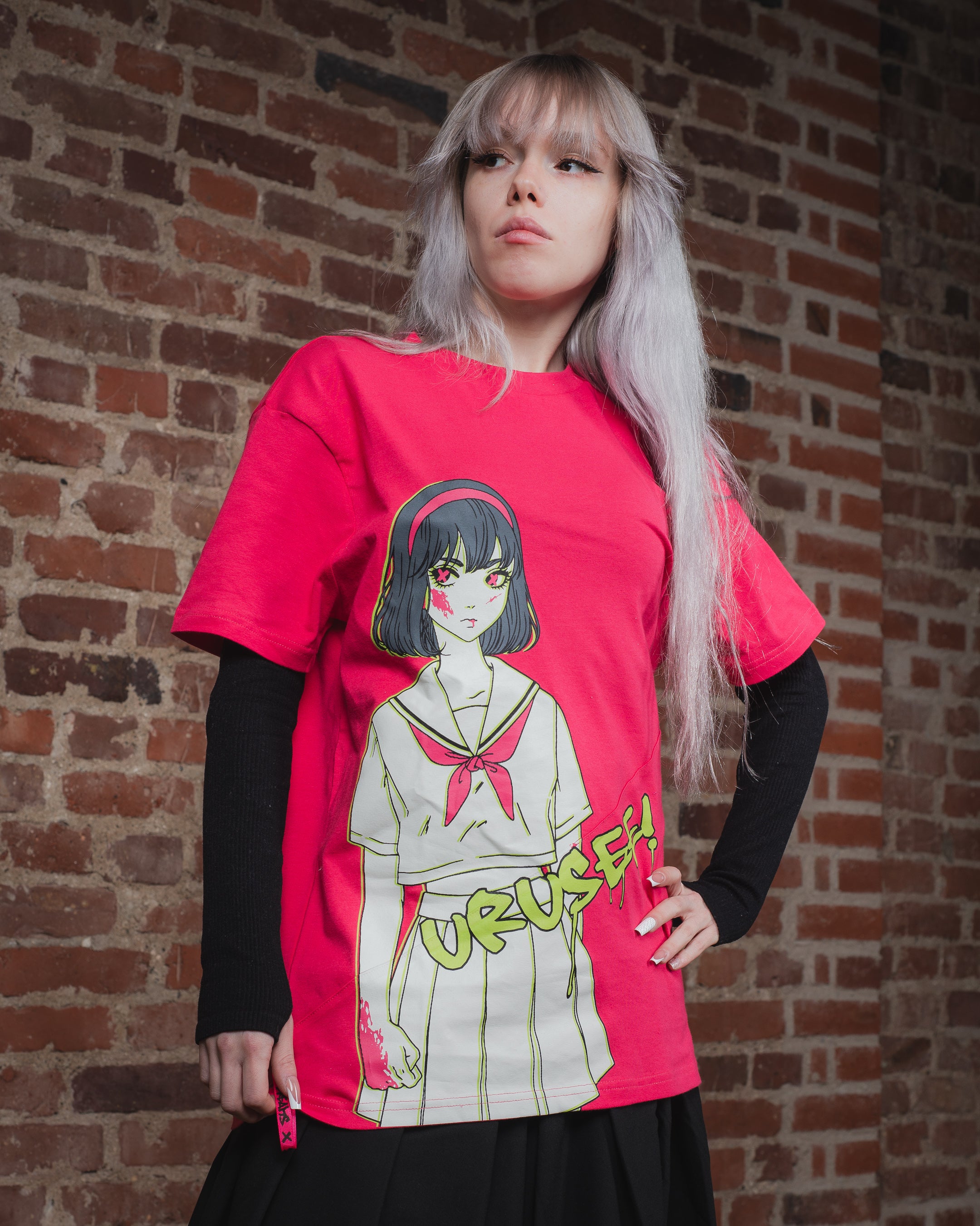 BAND T-SHIRT WITH BIAS DETAILS - Pink