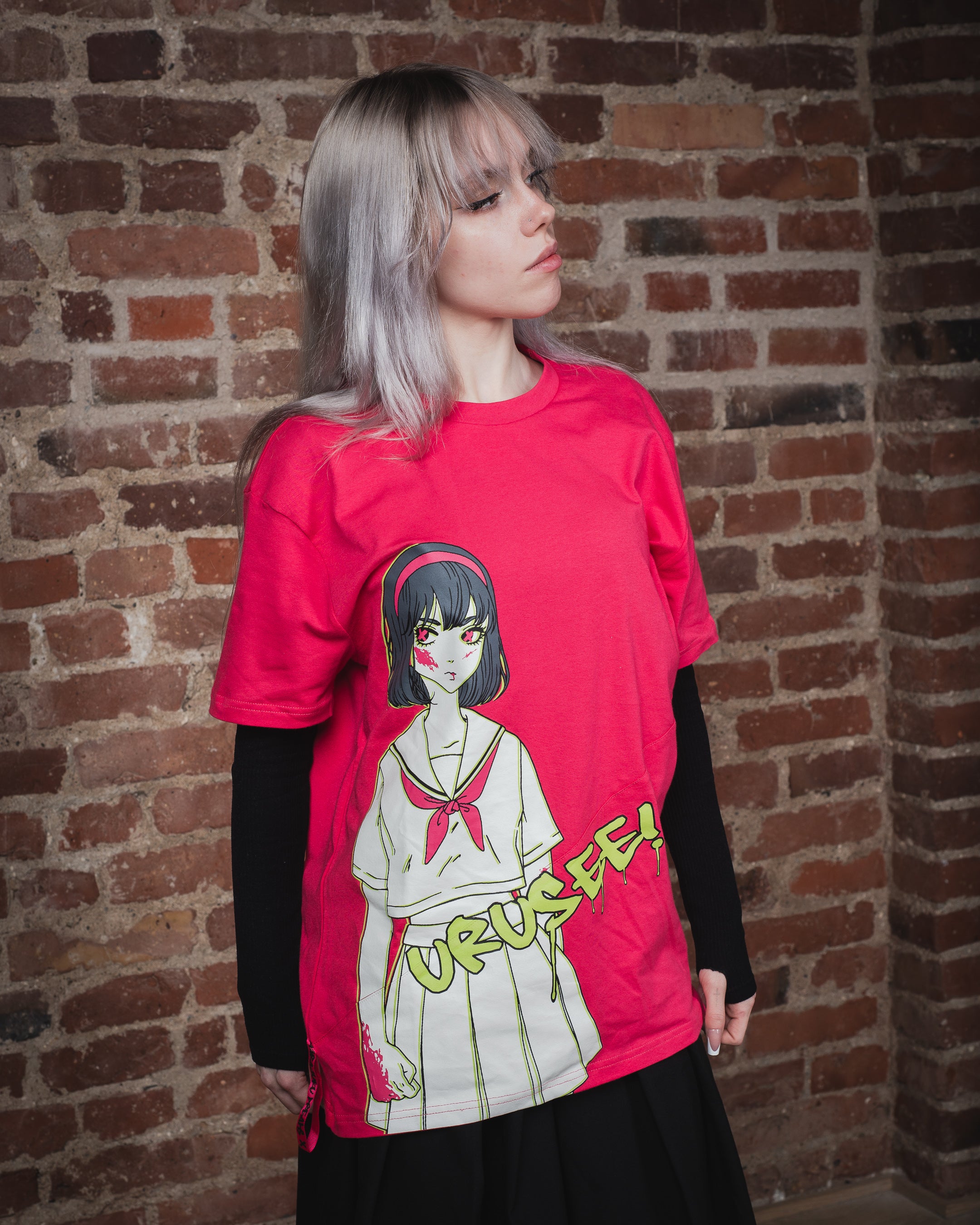 BAND T-SHIRT WITH BIAS DETAILS - Pink