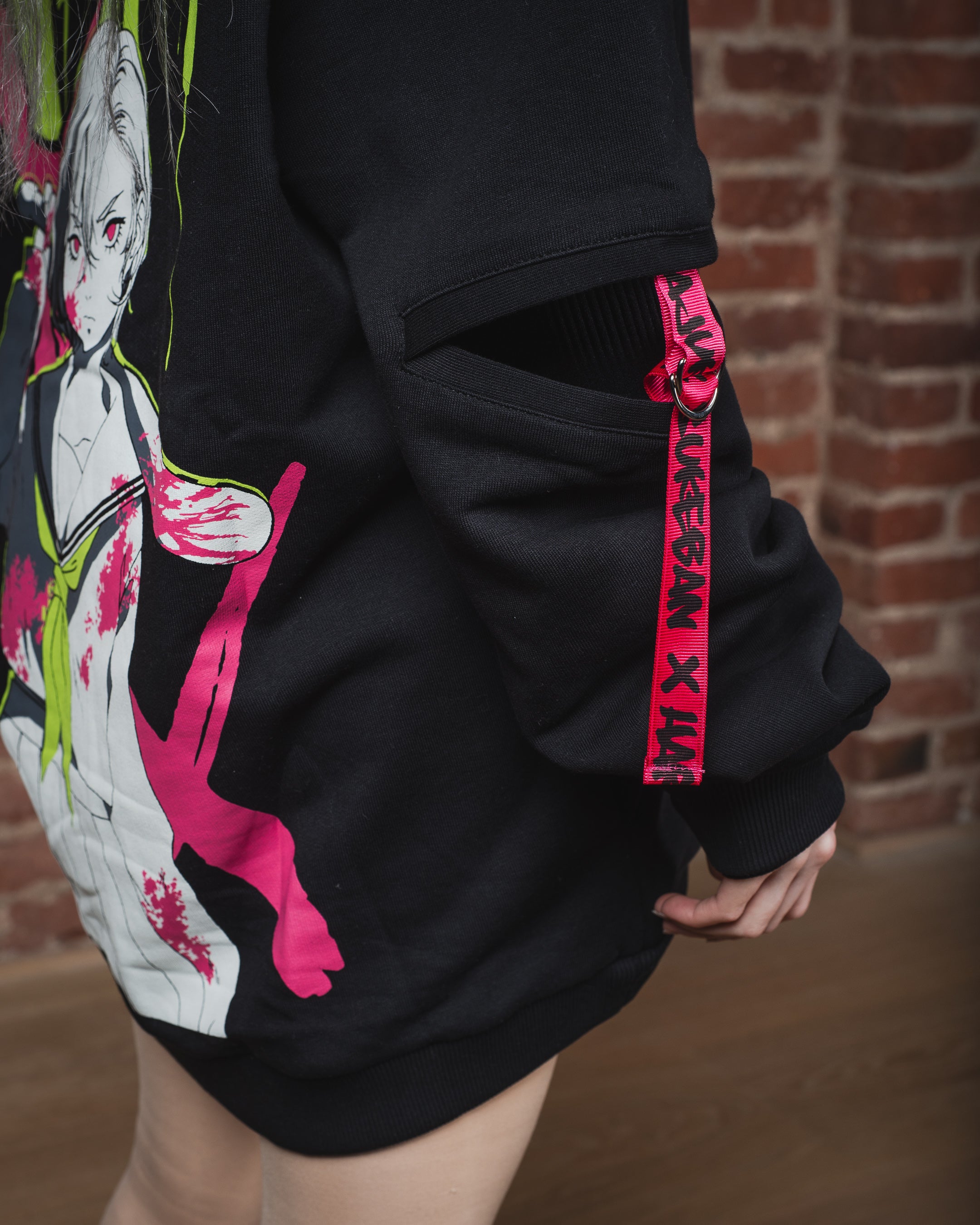 HOODIE WITH ELBOW CUTS - Black